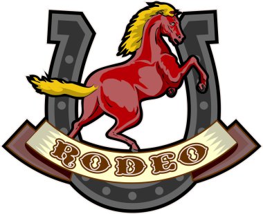 Rodeo prancing horse horseshoe clipart