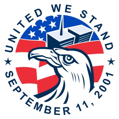 9-11 Eagle Head World Trade Center American Flag clipart