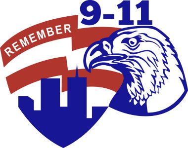 9-11 Eagle Head World Trade Center American Flag clipart