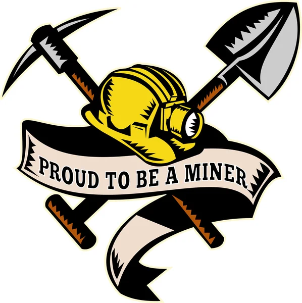 Coal miner hat shovel spade pickax mining — Stock Photo, Image