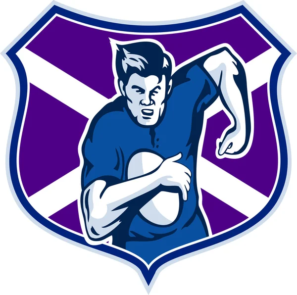 Bandera del jugador de rugby y escudo de Escocia — Foto de Stock