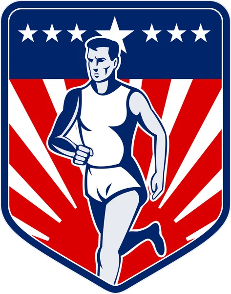 American Marathon runner stars and stripes — Stock Photo, Image