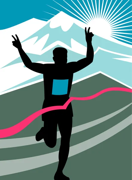 Maratonský běžec cílovou čáru — Stock fotografie