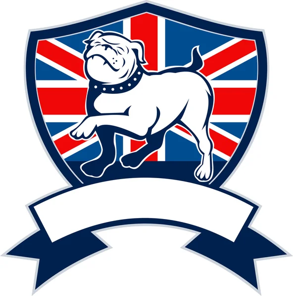 骄傲的英国牛头犬英国国旗盾牌 — 图库照片