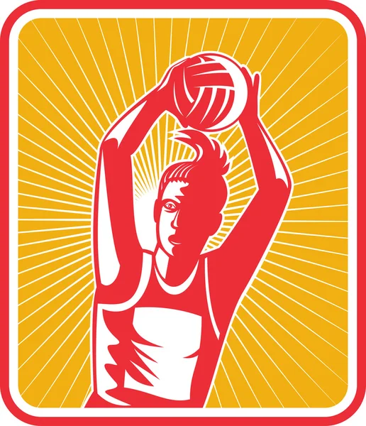 Netball player catching or passing ball — Stock Photo, Image