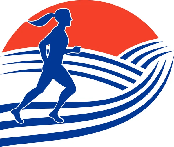 Vrouwelijke marathonloper lopende kant — Stockfoto