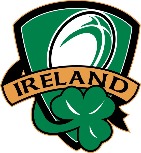 Rugby piłka Irlandia koniczyna Tarcza — Zdjęcie stockowe