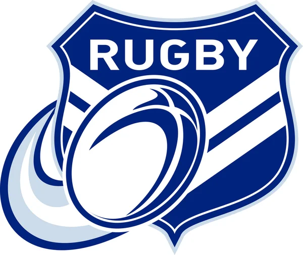 Kalkan ile uçan rugby topu — Stok fotoğraf