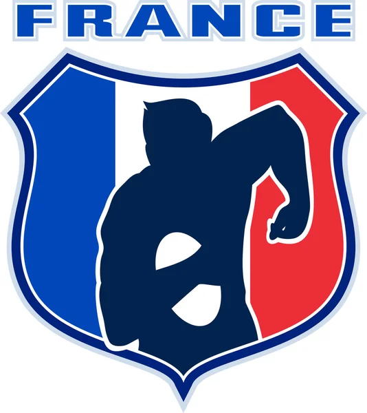 Rugby player france flag shield — Stock Photo, Image