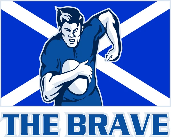 橄榄球球员苏格兰国旗勇敢 — 图库照片
