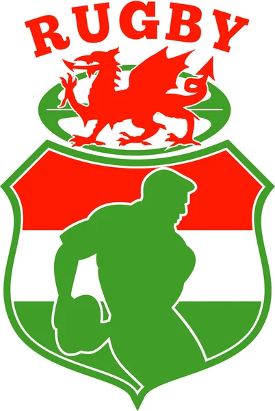 Galês rugby jogador wales dragão escudo — Fotografia de Stock