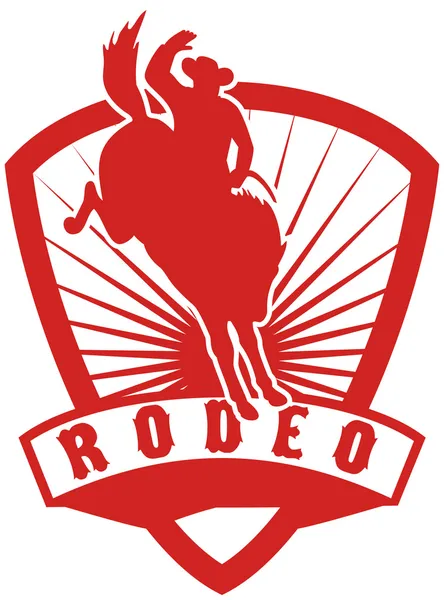 Rodeo cowboy bucking bronco — Stockfoto