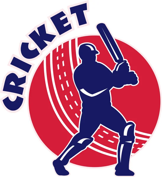 Kriket sportovní pálkař odpalování retro — Stock fotografie
