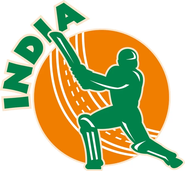 Cricket sport batsman batting, india — Stockfoto