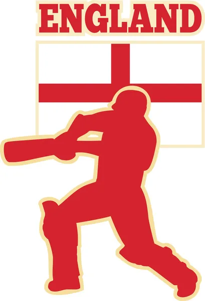 板球运动的板球运动员英格兰国旗 — 图库照片
