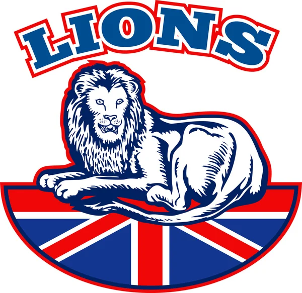 Leão sentado GB British Union Jack Bandeira — Fotografia de Stock