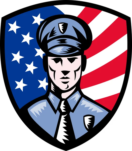 Policeman Police Officer American flag shield — Stock Photo, Image