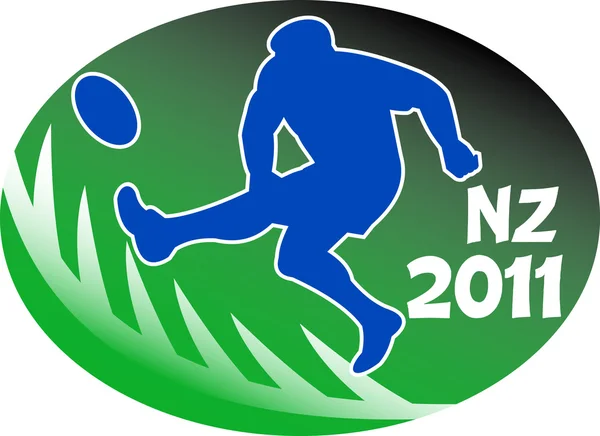 Rugby player kicking the ball NZ 2011 — Stock Photo, Image