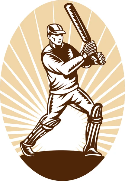 Cricket batsman batting front — Stock Photo, Image