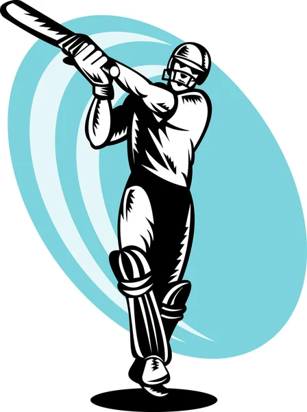 Cricket batsman batting front — Stock Photo, Image