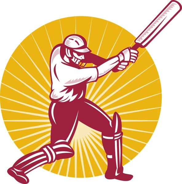 Cricket sports batsman batting side view — Stock Photo, Image