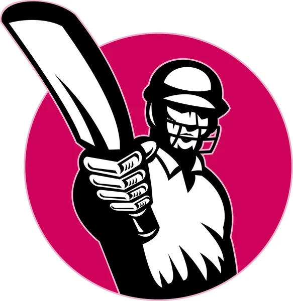 Cricket player batsman pointing bat — Stock Photo, Image