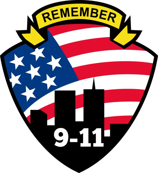 Scudo a bandiera americana per il centro commerciale mondo 9-11 — Foto Stock