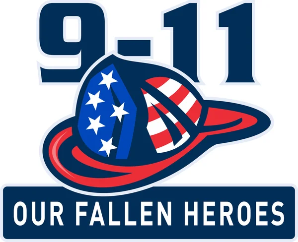 9-11 strażak strażak kapelusz amerykańską flagę — Zdjęcie stockowe