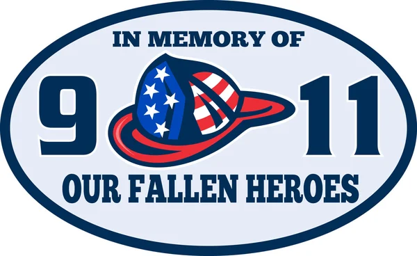 9-11 の消防士消防士の帽子アメリカ国旗 — ストック写真
