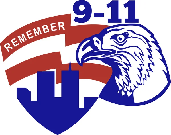 9-11 鹰头世界贸易中心美国国旗 — 图库照片
