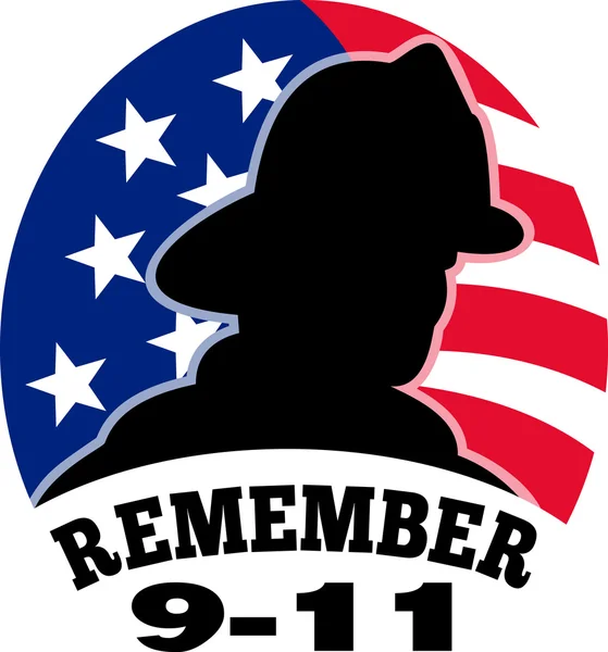 9-11 pompiere pompiere bandiera americana — Foto Stock