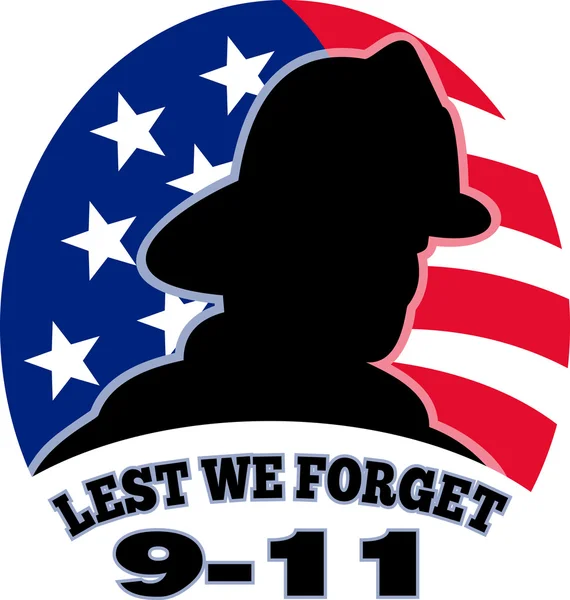 9-11 Feuerwehr Feuerwehrmann amerikanische Flagge — Stockfoto