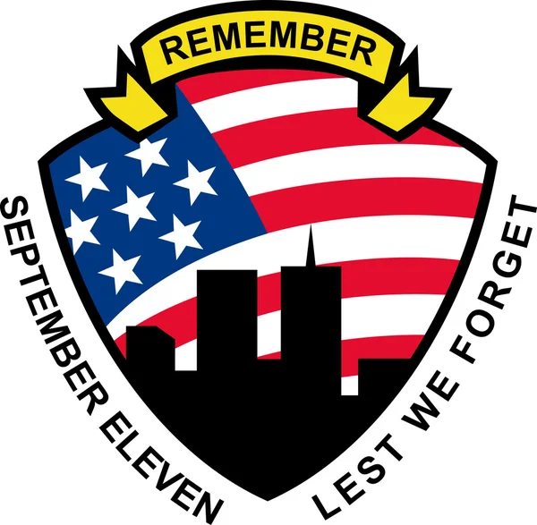 9 / 11 Dünya Ticaret Merkezi Amerikan bayrağı kalkan — Stok fotoğraf