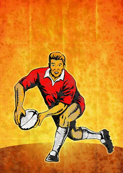 Gracz rugby, przechodzącą piłkę — Zdjęcie stockowe