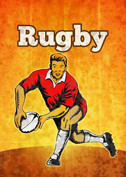 Rugby player passing the ball — Stockfoto