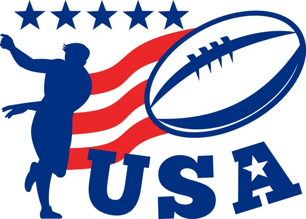 Amerykański usa rugby piłka przechodzi gracza — Zdjęcie stockowe
