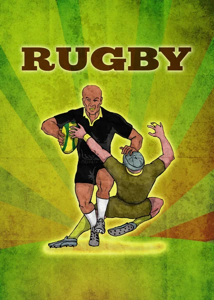 Rugby player körs bollen — Stockfoto