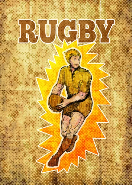 Rugby player körs passerar bollen — Stockfoto