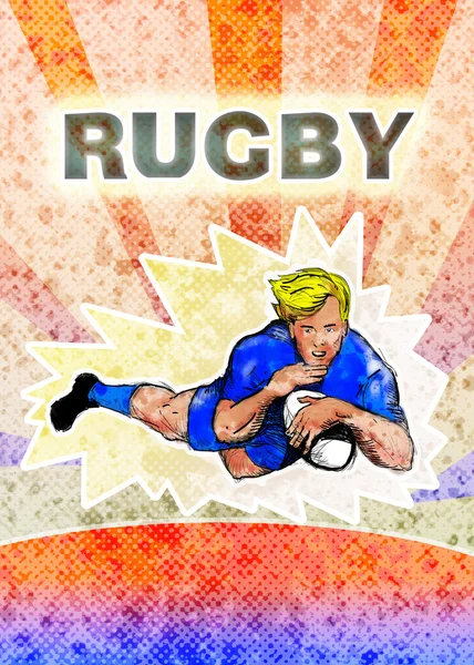 Gracz rugby, nurkowanie przyłożenia — Zdjęcie stockowe