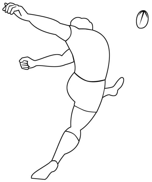 Rugbyspelare sparkar boll sedd från baksidan — Stockfoto