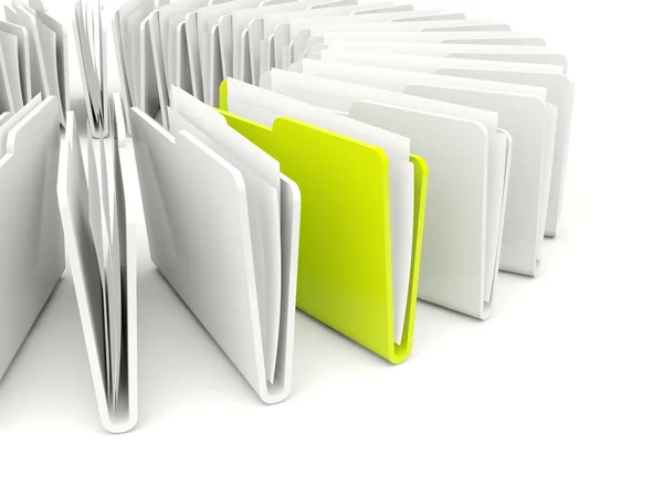 Зеленые и серые папки, изолированные на белом — стоковое фото