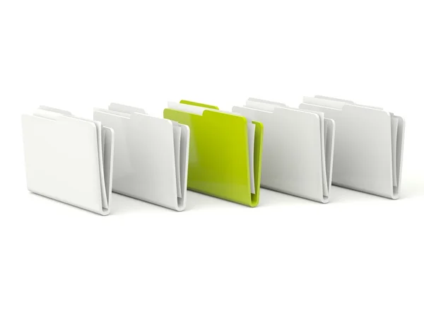 흰색 절연 문서와 녹색 폴더 — 스톡 사진