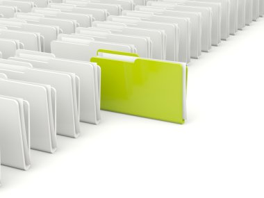 Rows of folders with different green folder clipart