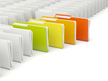 Colored folders isolated on white clipart