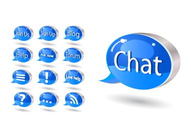 Chat, forum, blog, rss, help bubbles clipart