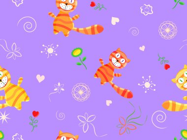 Kırmızı kedi ile sorunsuz doodle patternt