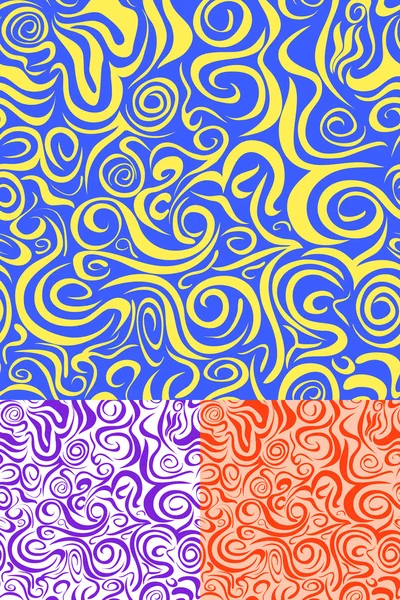 Abstracte swirl naadloze patroon set — Stockvector