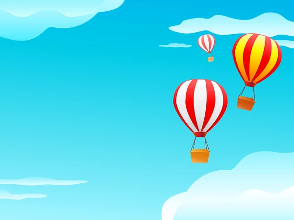 Воздушный шар и облака в голубом небе — стоковый вектор