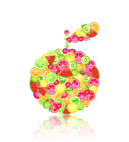 Silhueta de maçã composta de frutas — Vetor de Stock