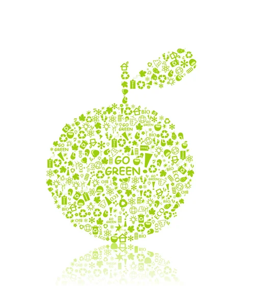 stock vector Go green eco pattern on apple silhouette